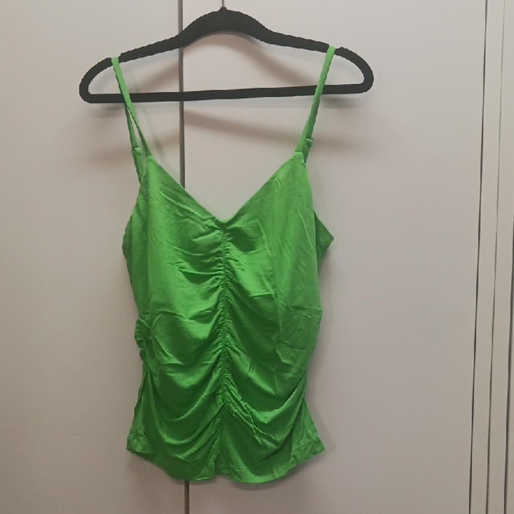 Mango Vibrant Green Ruched Camisole